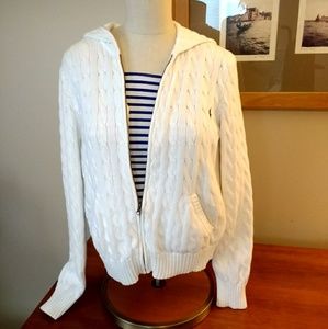 Ralph Lauren Sport White Knit Zip Hoodie, XL